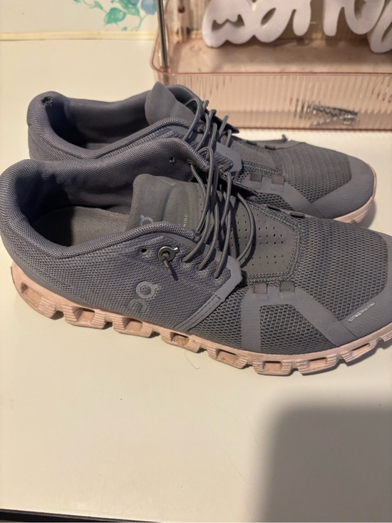 On Running Shoes - On Running Men's Grey Athletic Shoes with Light Pink Sole